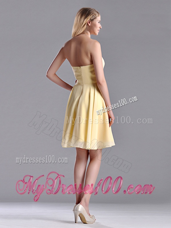 Modest Empire Chiffon Yellow Short Dama Dress with Beading