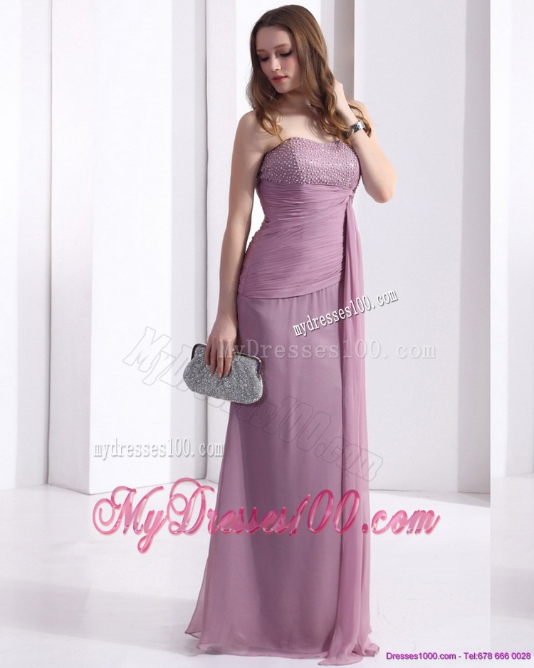 2016 Discount Strapless Ruching Floor Length Evening Dress in Lilac