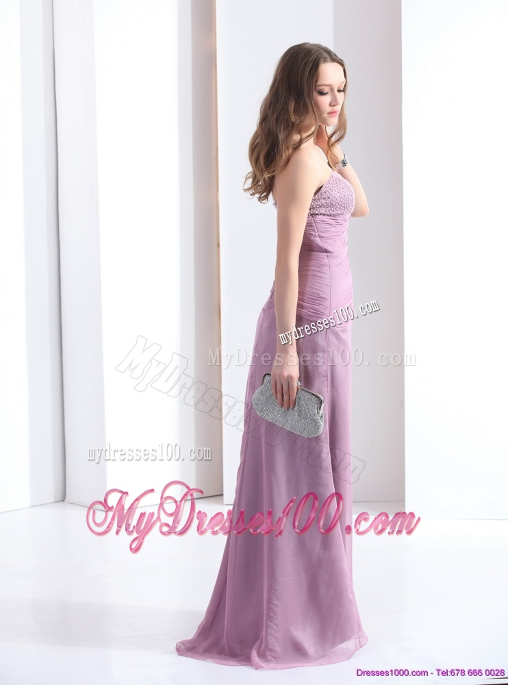 2016 Discount Strapless Ruching Floor Length Evening Dress in Lilac
