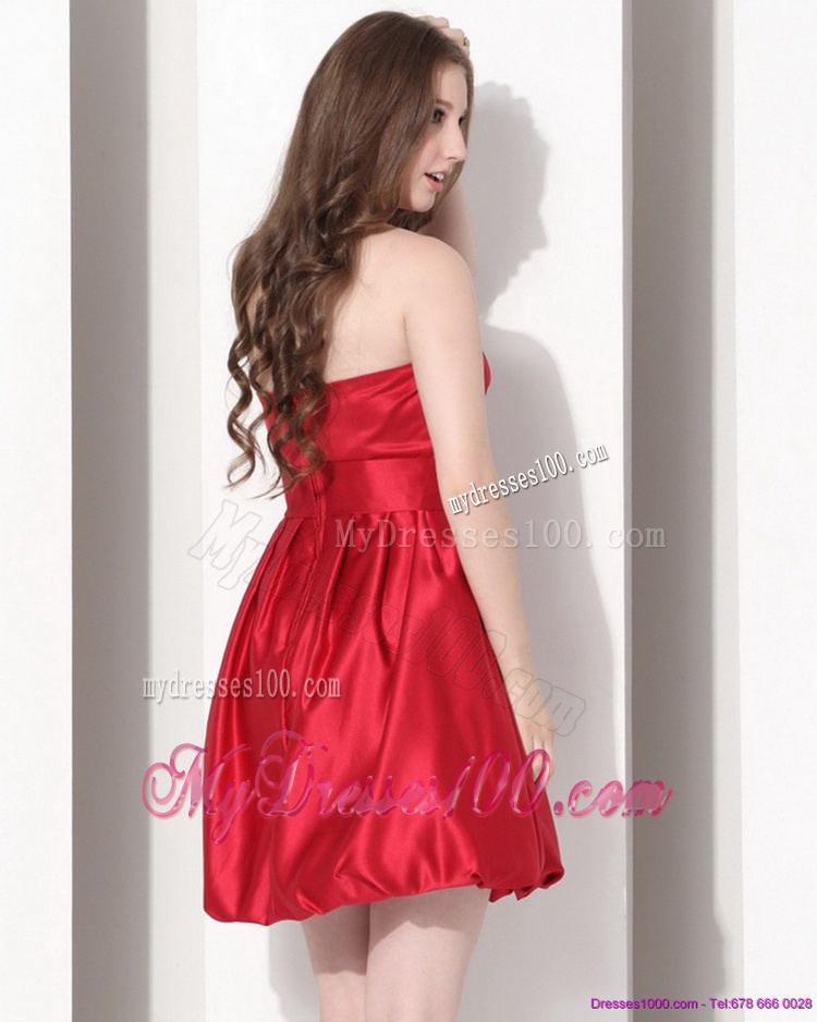 2016 Gorgeous Strapless Bowknot Mini Length Evening Dress in Red