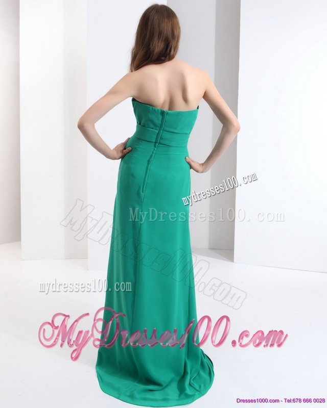 2016 New Style Strapless Evening Dress with Hand Made Flowers and Ruching