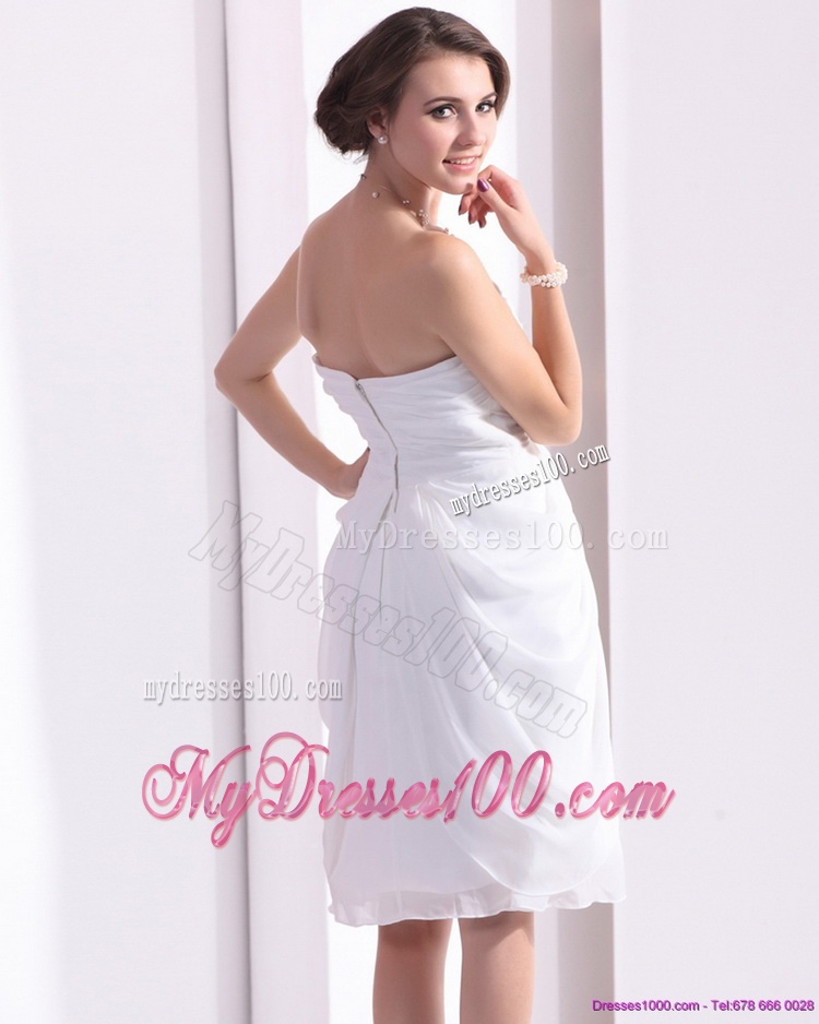 2016 Perfect Sweetheart White Evening Dress with Hand Made Flowers and Ruching