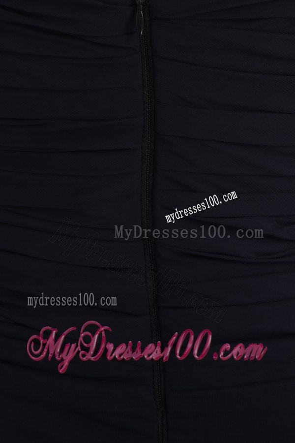 Beaded Decorate Brust Sweetheart Chiffon Black Ankle-length Evening Dress