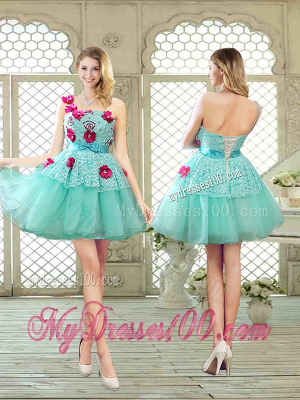 Elegant A Line Appliques and Lace Evening Dresses with One Shoulder