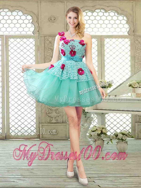 Elegant A Line Appliques and Lace Evening Dresses with One Shoulder