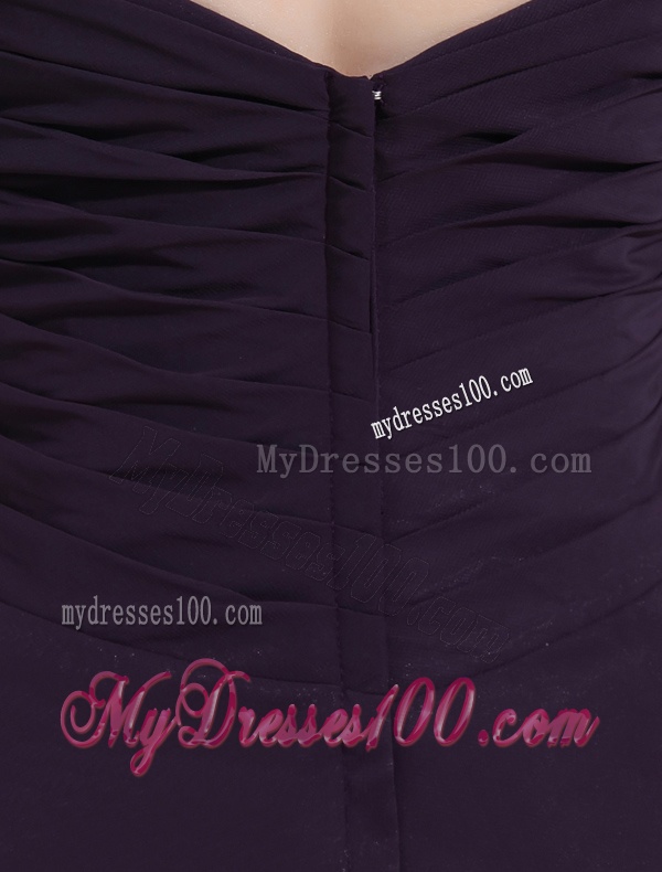 Empire Chiffon Ruching Strapless Dark purple Floor-length Evening Dress
