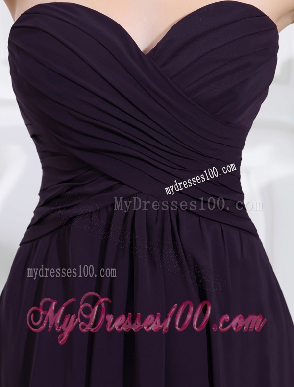 Empire Chiffon Ruching Strapless Dark purple Floor-length Evening Dress