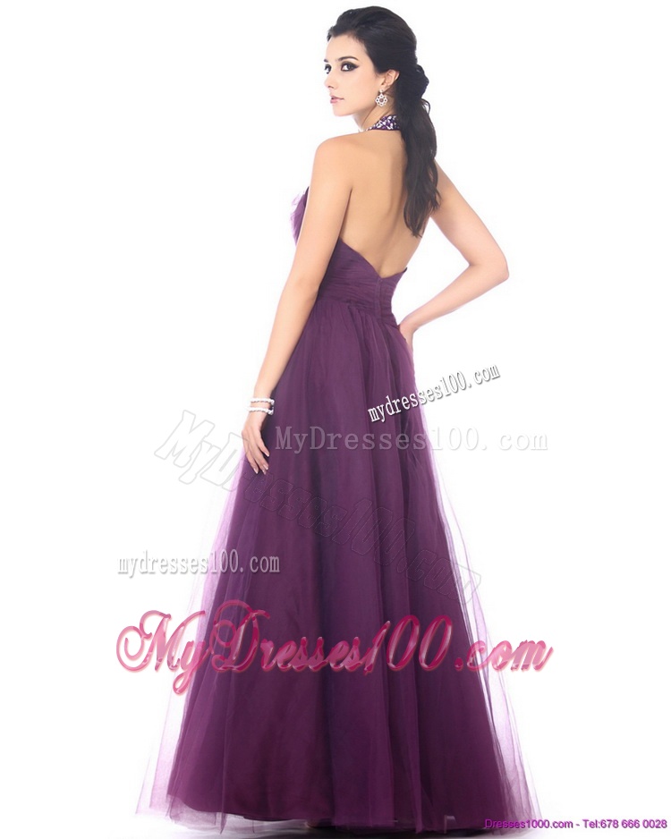Gorgeous 2016 Halter Top Evening Dress with Ruching and Beading