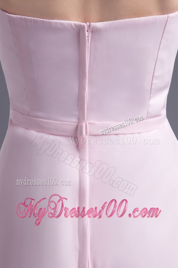Lovely Pink Empire Strapless Knee-length Chiffon Ruching Evening Dress