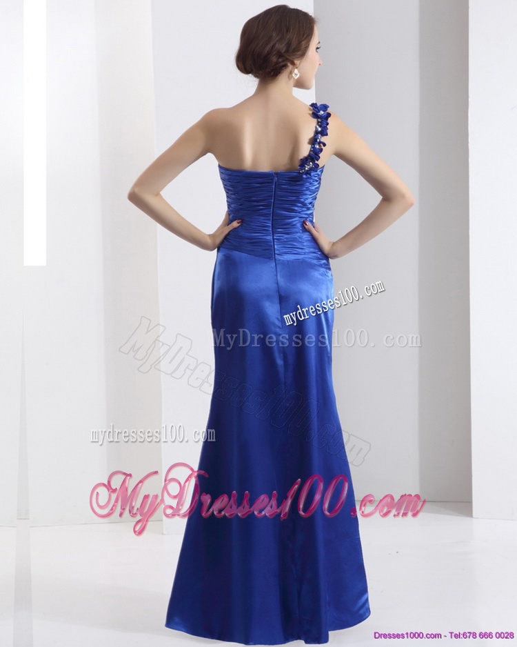 New Style One Shoulder 2016 Evening Dress with Ruching and Beading