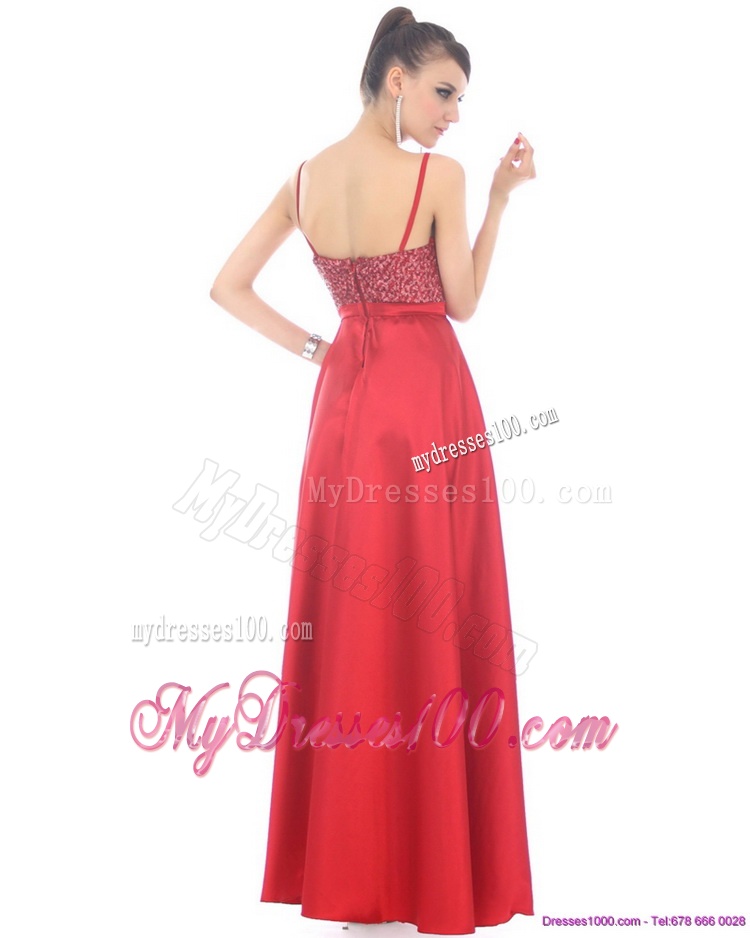 Perfect Spaghetti Straps Floor Length Beading Evening Dresses for 2016