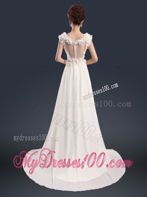 Pretty V Neck Empire Evening Dresses with Appliques