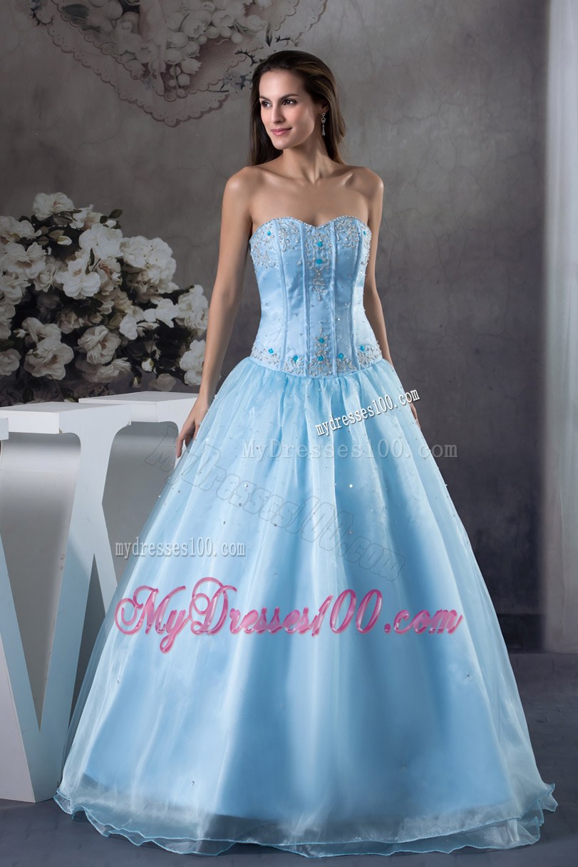 Baby Blue Boning Details Dresses of 15 for Princess Style