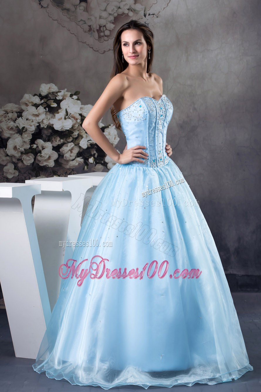 Baby Blue Boning Details Dresses of 15 for Princess Style