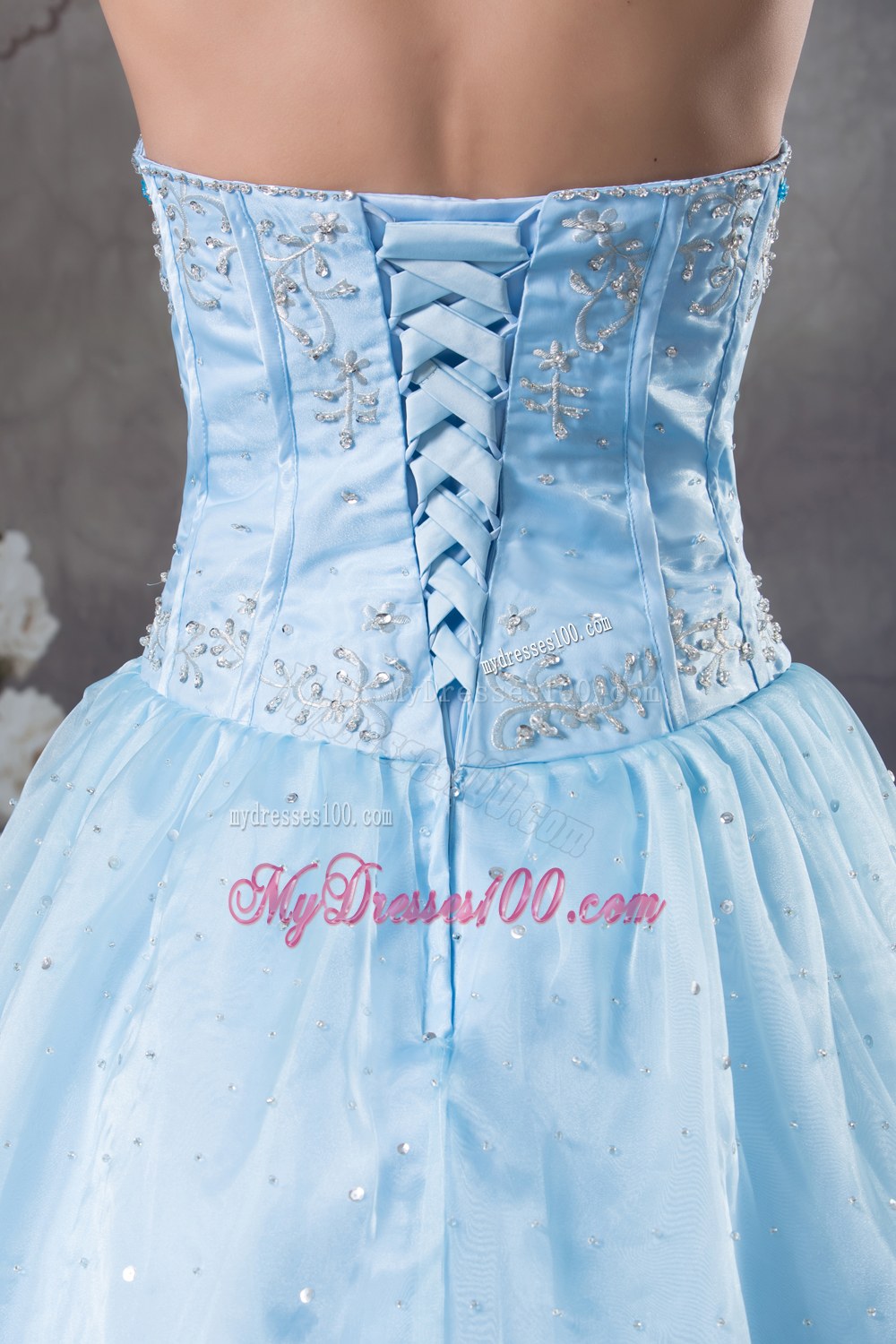 Baby Blue Boning Details Dresses of 15 for Princess Style