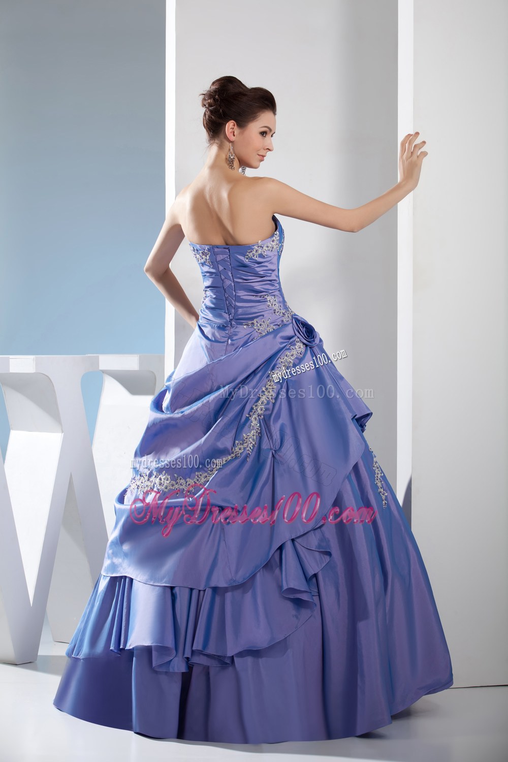 Lavendas Ruching and Appliques Dresses for 15 Made of Ruffles
