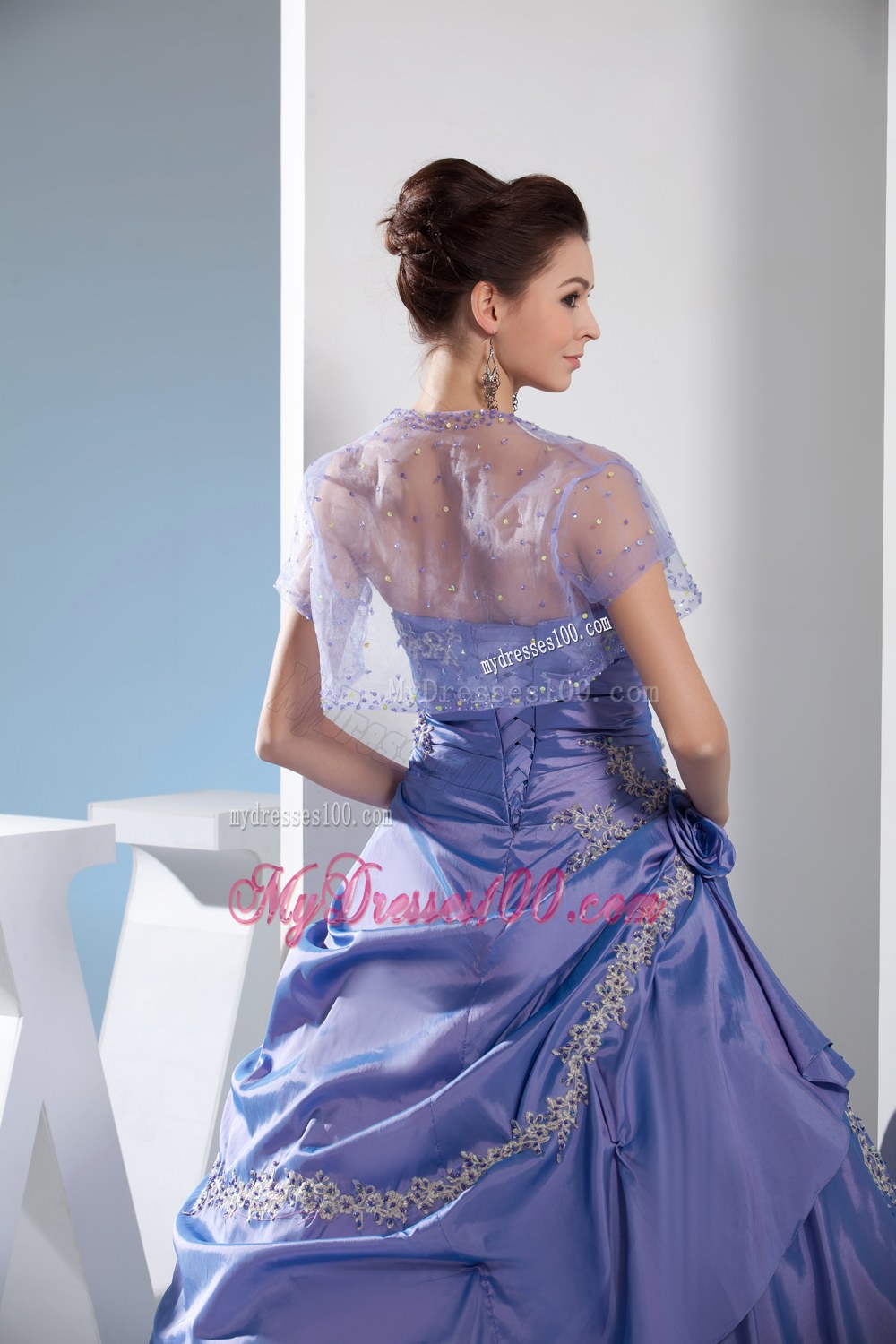 Lavendas Ruching and Appliques Dresses for 15 Made of Ruffles