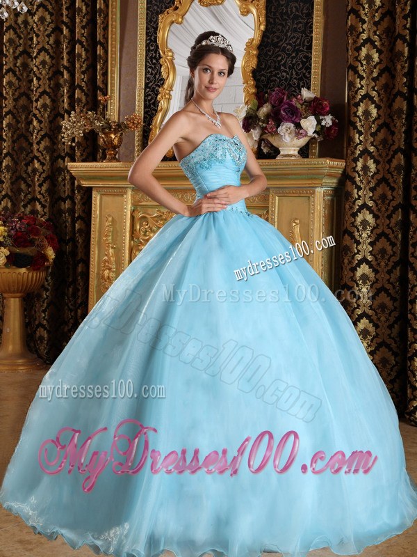Beading and Big Skirt Embellished Quinceanera Gowns in Baby Blue