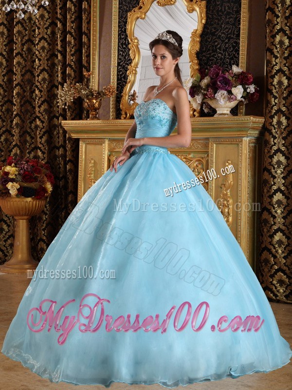 Beading and Big Skirt Embellished Quinceanera Gowns in Baby Blue