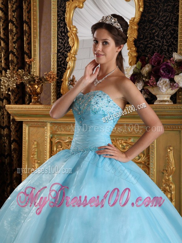 Beading and Big Skirt Embellished Quinceanera Gowns in Baby Blue