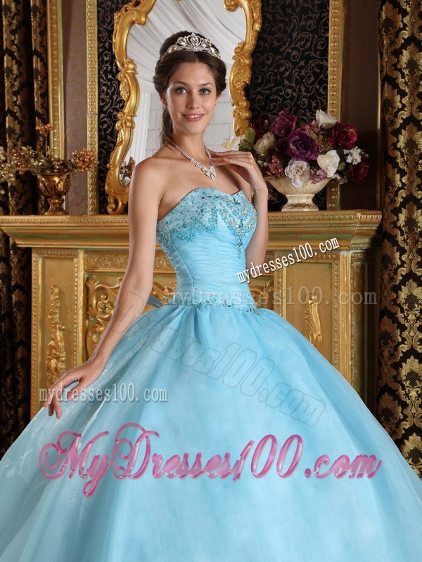 Beading and Big Skirt Embellished Quinceanera Gowns in Baby Blue