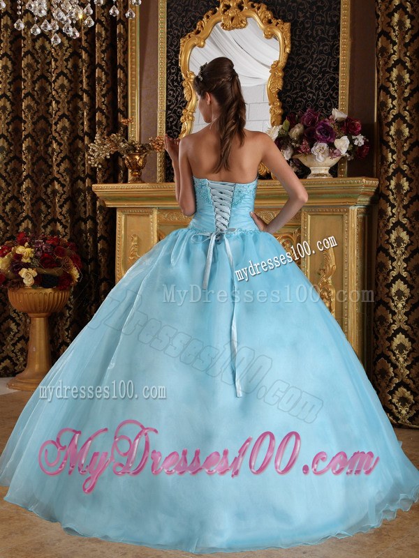 Beading and Big Skirt Embellished Quinceanera Gowns in Baby Blue
