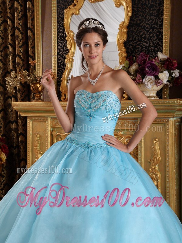 Beading and Big Skirt Embellished Quinceanera Gowns in Baby Blue