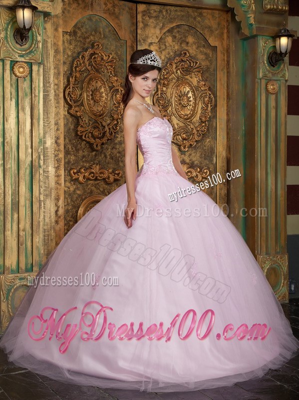 Baby Pink Quinceanera Gowns with Sheer Tulle Outside