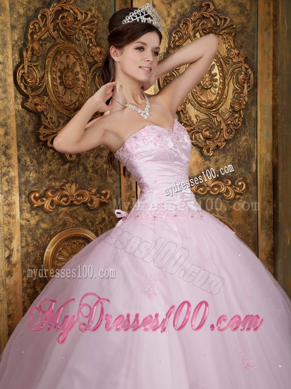 Baby Pink Quinceanera Gowns with Sheer Tulle Outside