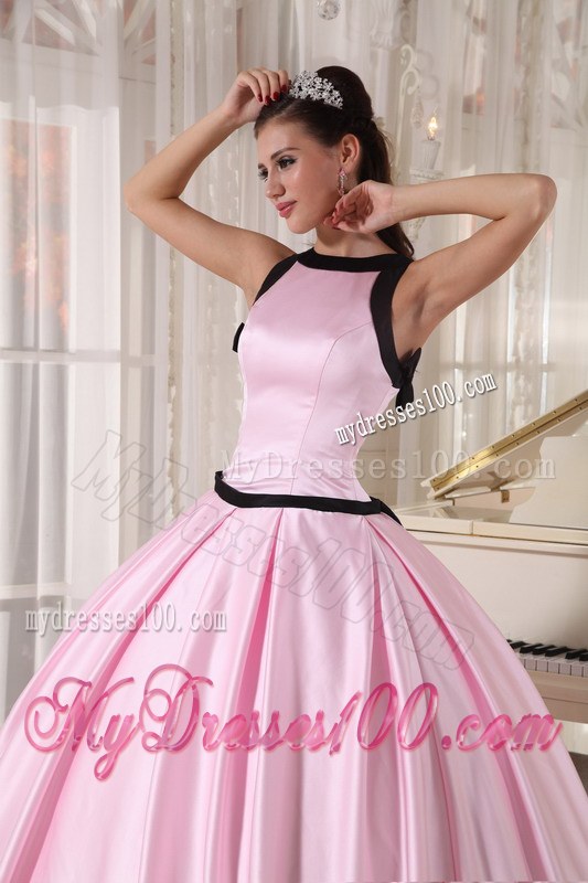 Baby Pink and Black Scoop Coming-of-Age Ceremony Dresses