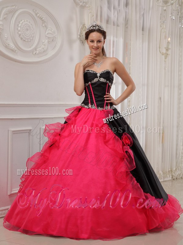 Red and Black Sweet 16 Quinceanera Dresses with Boning Details