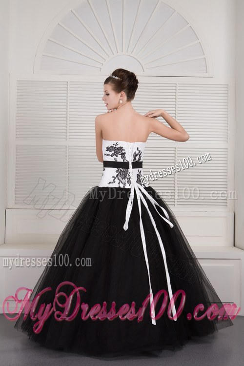 Black and White Quinceaneras Dress Specialized Deep V Neck