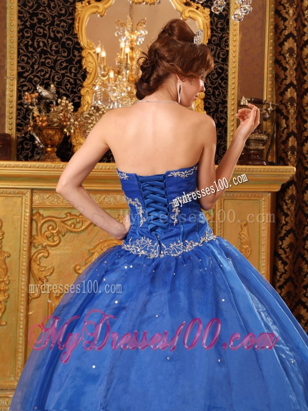 Appliques in Specail Design Puffy Sweet 15 Dresses in Blue