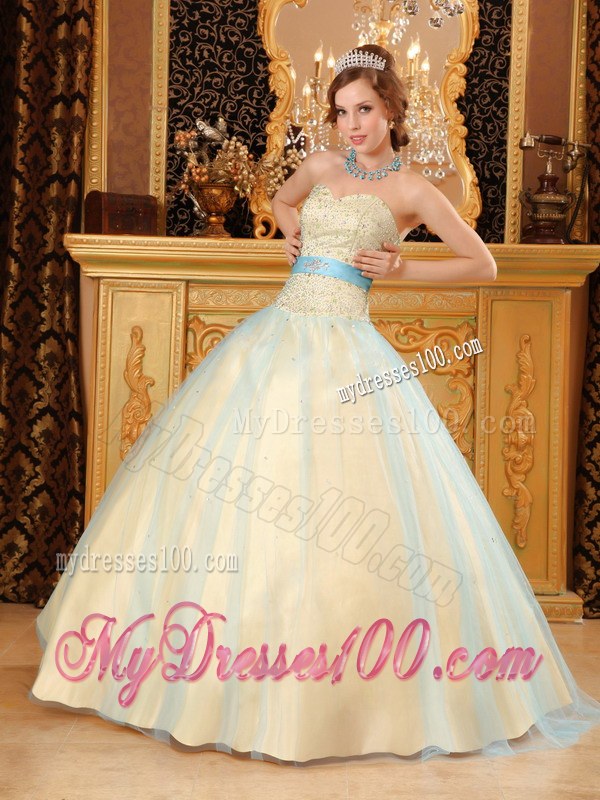 A line Dresses for 15 Characterized Blue Belt in Different Shade
