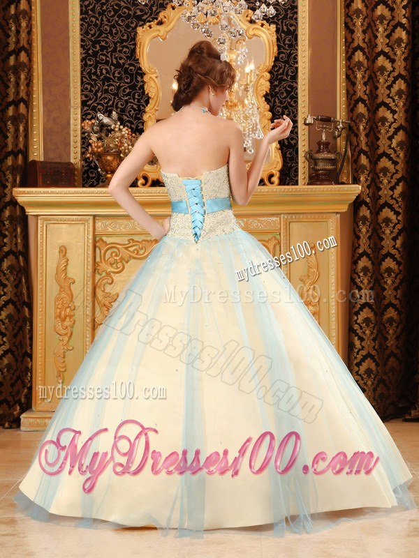 A line Dresses for 15 Characterized Blue Belt in Different Shade