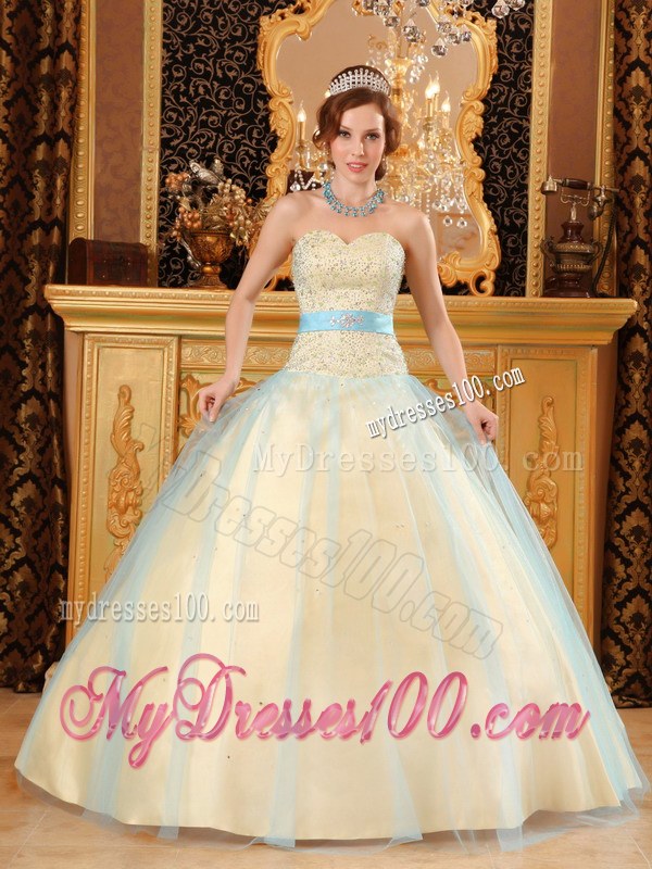 A line Dresses for 15 Characterized Blue Belt in Different Shade
