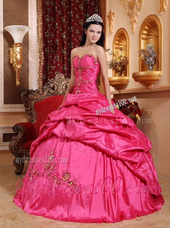 Hot Pink Ball Gown Sweetheart Strapless Sweet 15 16 Birthday Dress