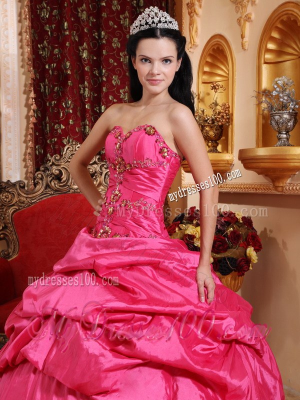 Hot Pink Ball Gown Sweetheart Strapless Sweet 15 16 Birthday Dress