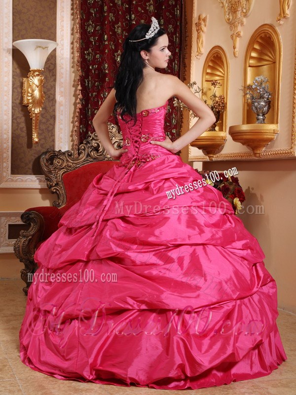 Hot Pink Ball Gown Sweetheart Strapless Sweet 15 16 Birthday Dress