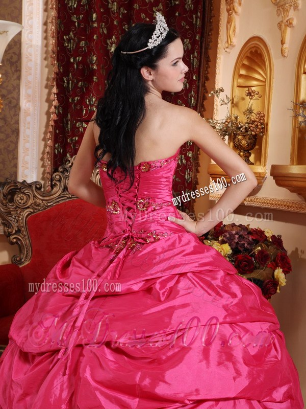 Hot Pink Ball Gown Sweetheart Strapless Sweet 15 16 Birthday Dress
