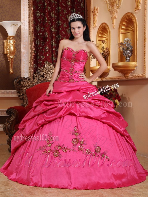 Hot Pink Ball Gown Sweetheart Strapless Sweet 15 16 Birthday Dress