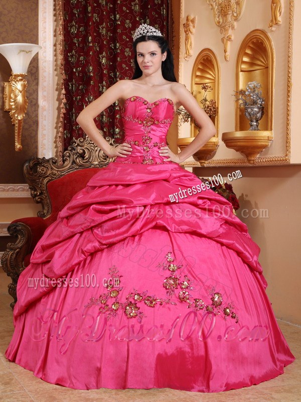 Hot Pink Ball Gown Sweetheart Strapless Sweet 15 16 Birthday Dress