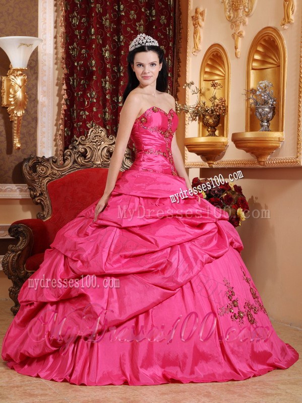 Hot Pink Ball Gown Sweetheart Strapless Sweet 15 16 Birthday Dress