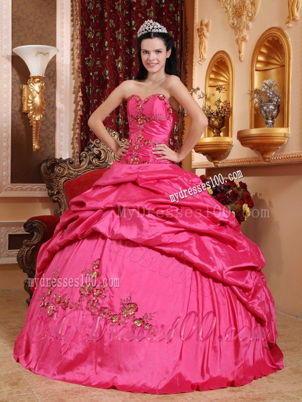 Hot Pink Ball Gown Sweetheart Strapless Sweet 15 16 Birthday Dress