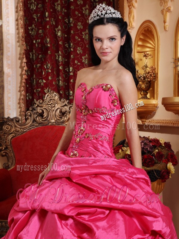 Hot Pink Ball Gown Sweetheart Strapless Sweet 15 16 Birthday Dress