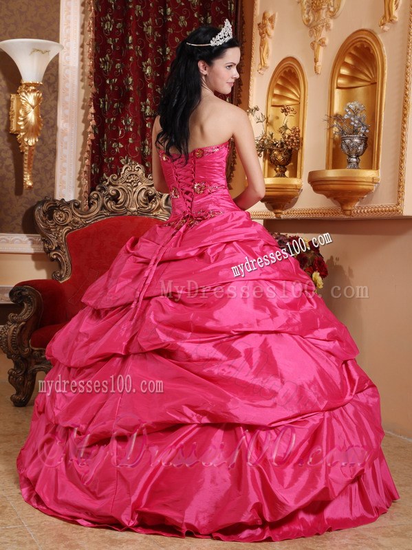 Hot Pink Ball Gown Sweetheart Strapless Sweet 15 16 Birthday Dress