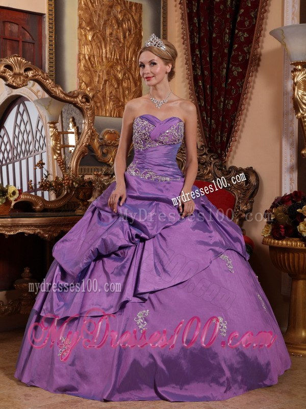 Appliques Quinceanera Gowns Dresses in Lavender with Corset