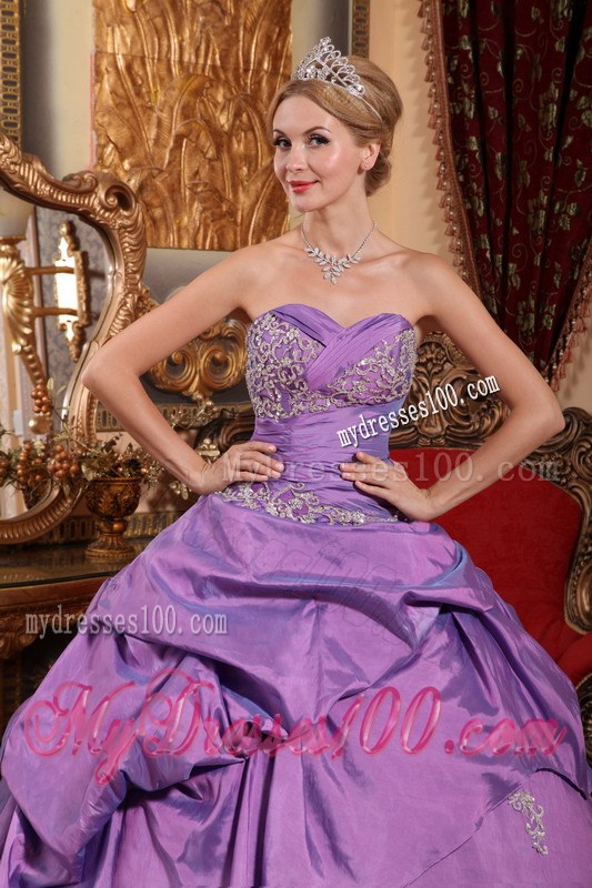 Appliques Quinceanera Gowns Dresses in Lavender with Corset