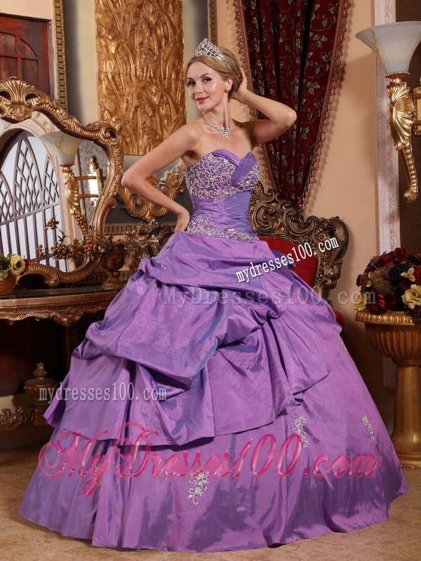 Appliques Quinceanera Gowns Dresses in Lavender with Corset