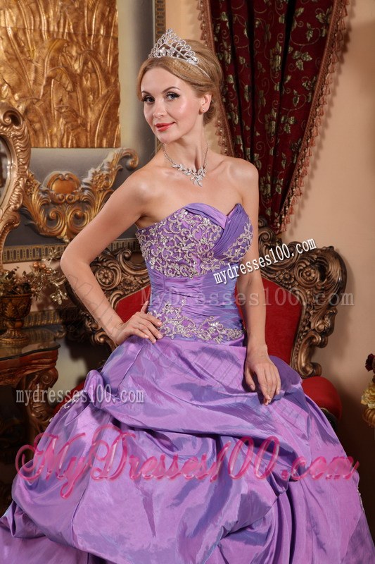 Appliques Quinceanera Gowns Dresses in Lavender with Corset